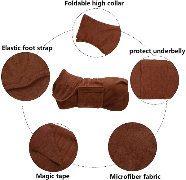 Dog Drying Coat Robe Towel Dog Bathrobe Absorb Moisture and Dry Pet Quickly Puppy towelling Bathing Accessories - Image 3